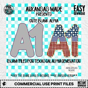 Cute Blank Alpha for Texas Gal Alpha Generator | Customizable Digital Alpha PNGs for DIY Crafting & Sublimation