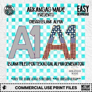 Cherry Blank Alpha PNGs for Texas Gal Generator App | Custom Digital Alphabet Template | Instant Download Design Resource for Crafters