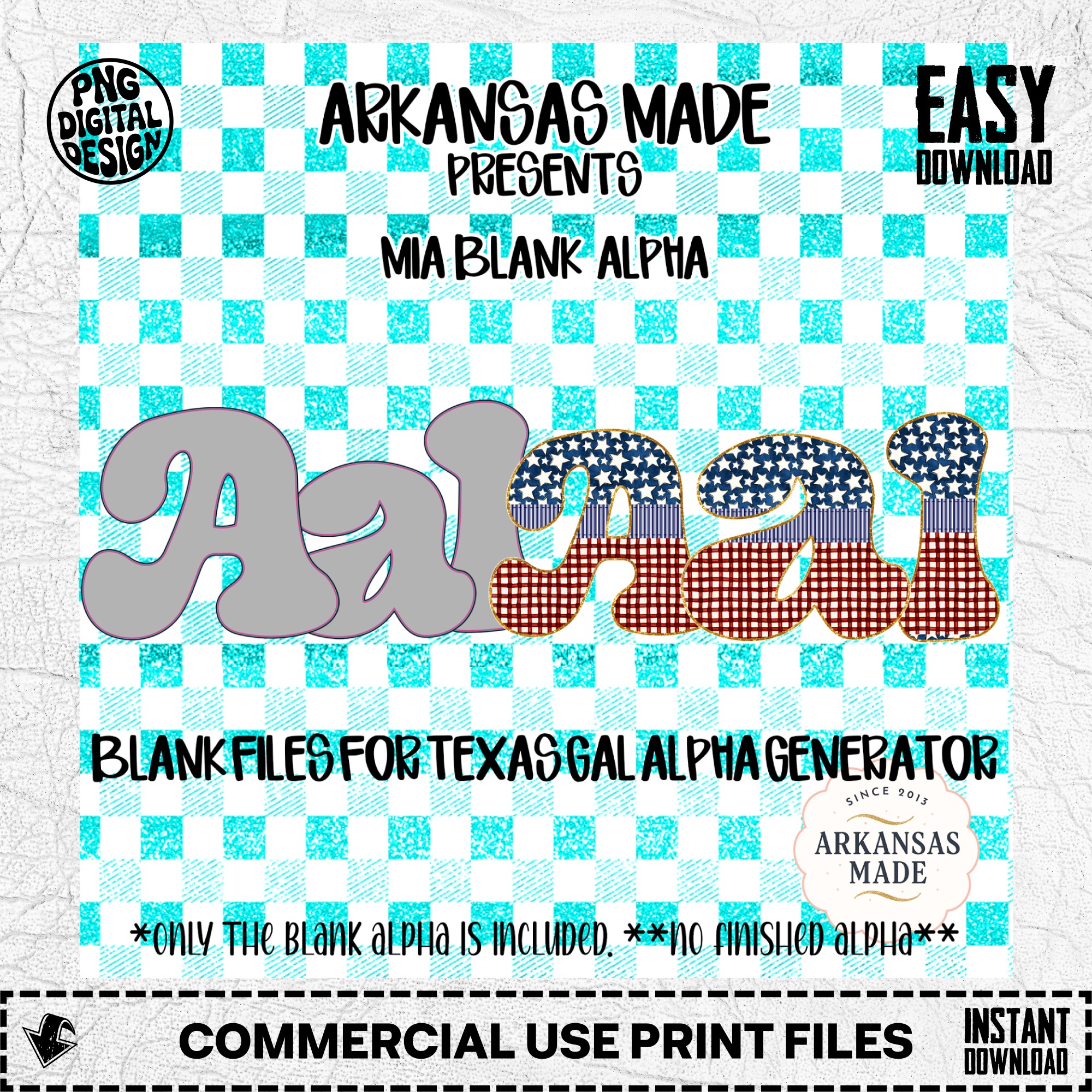 Mia Blank Alpha PNGs for Texas Gal Alpha Generator | Digital Alphabet Letters | Customizable Craft Files Instant Download