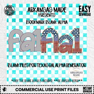 Bookmark Blank Alpha Digital PNGs for Texas Gal Alpha Generator App | Patriotic Crafting Letters, Instant Download, DIY Alphabet Design