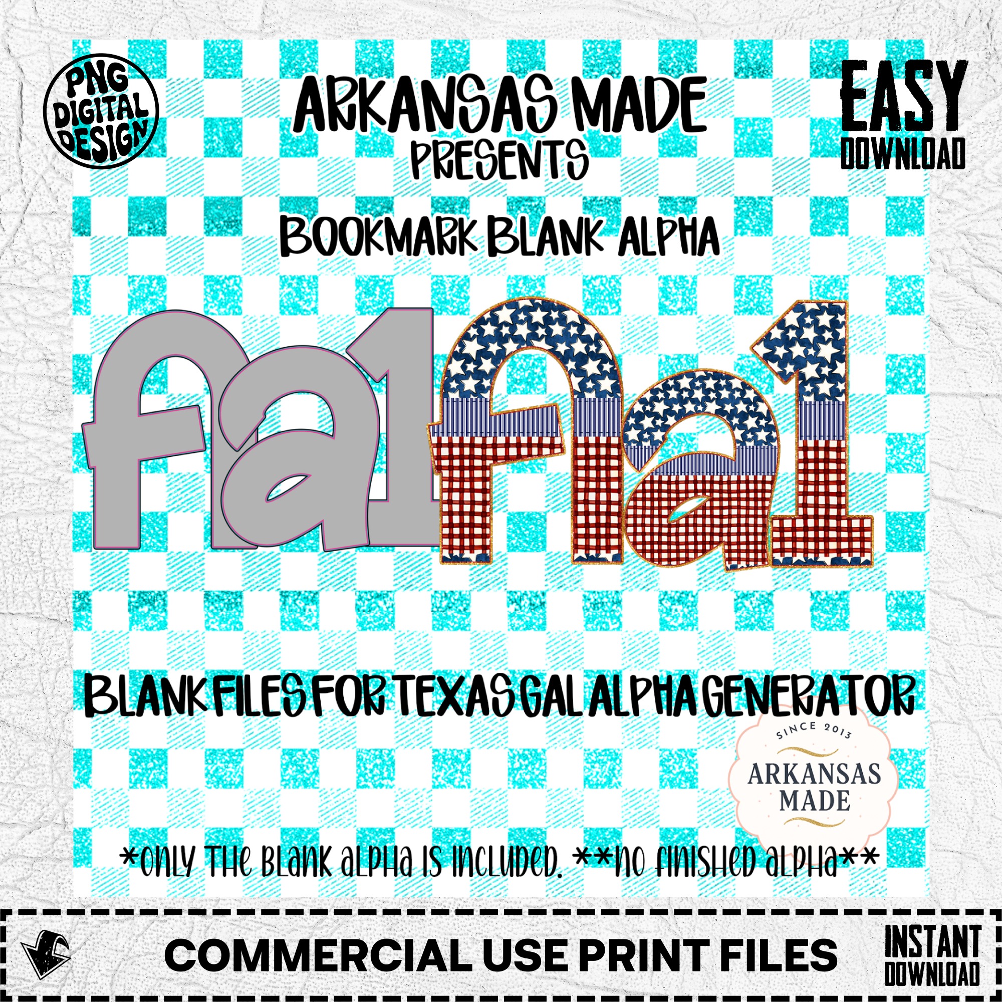 Bookmark Blank Alpha Digital PNGs for Texas Gal Alpha Generator App | Patriotic Crafting Letters, Instant Download, DIY Alphabet Design