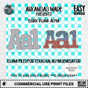 Brick Blank Alpha PNGs for Texas Gal Alpha Generator | Patriotic Digital Alphabet Letters & Numbers | DIY Sublimation Font