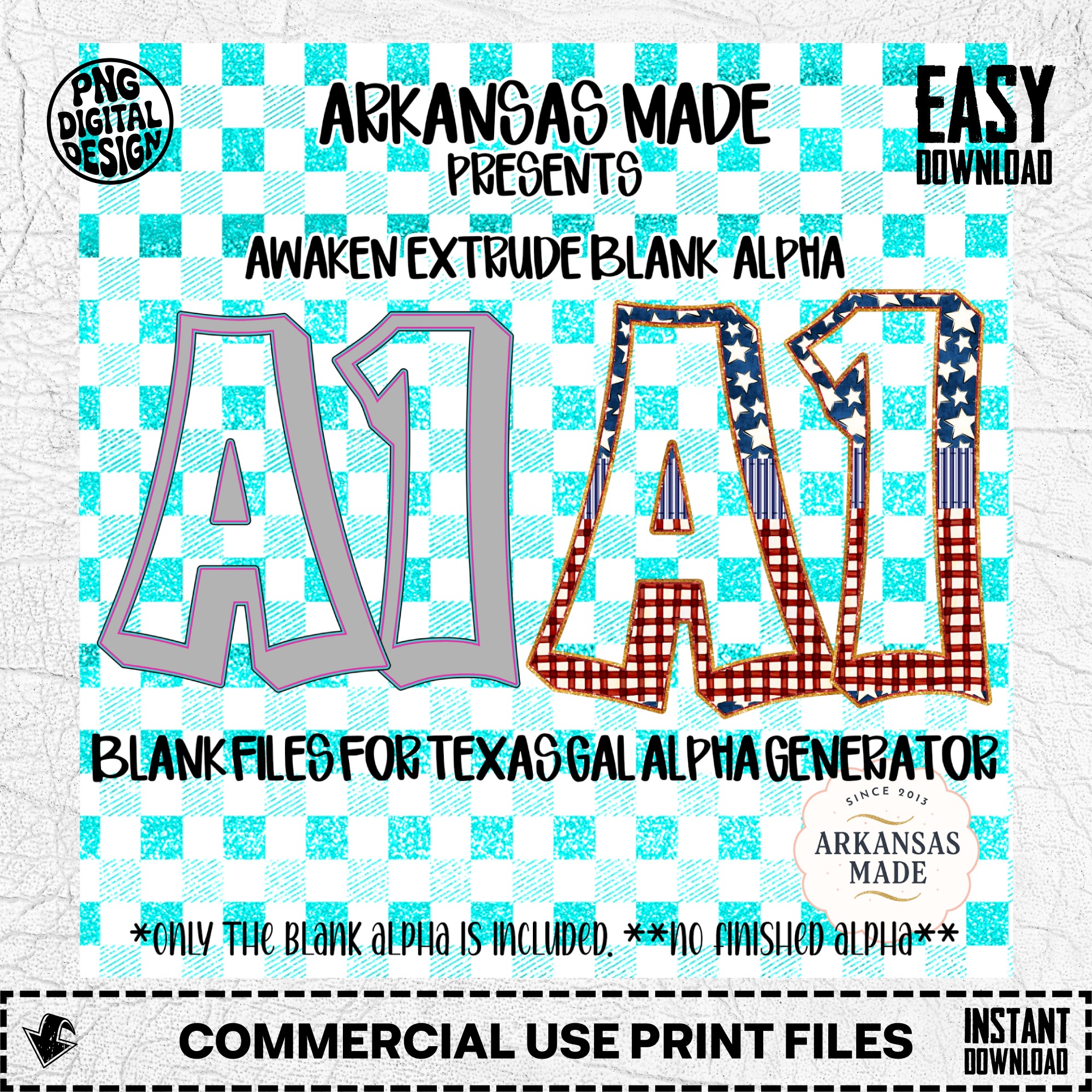 Awaken Extrude Blank Alpha for Texas Gal Alpha Generator | Digital PNG Letters & Numbers | DIY Craft Design Files