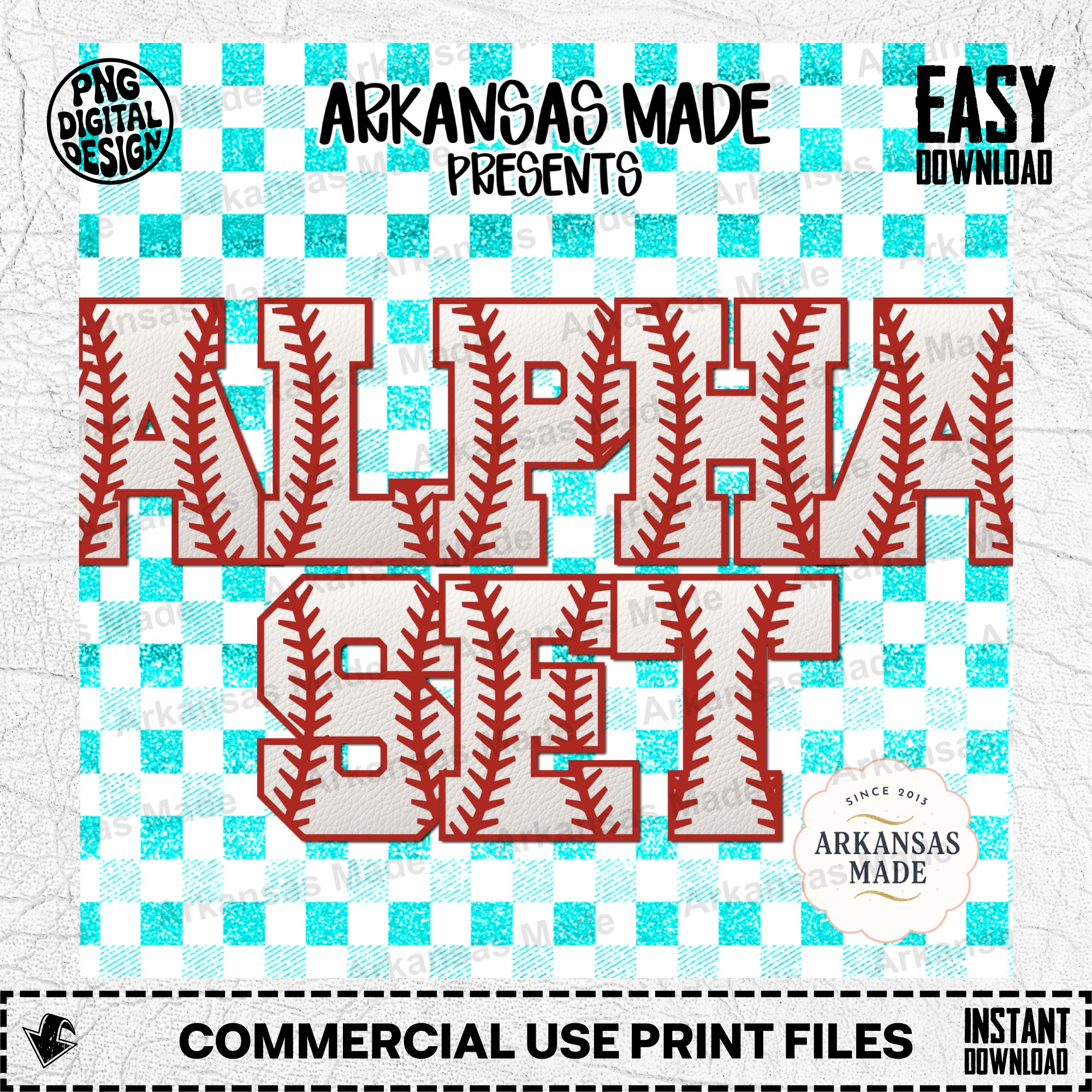 Baseball Stitch Alphabet PNG Digital Download, Sports Font Alpha Set for Custom Designs, Faux Leather Texture Letters - Image 2