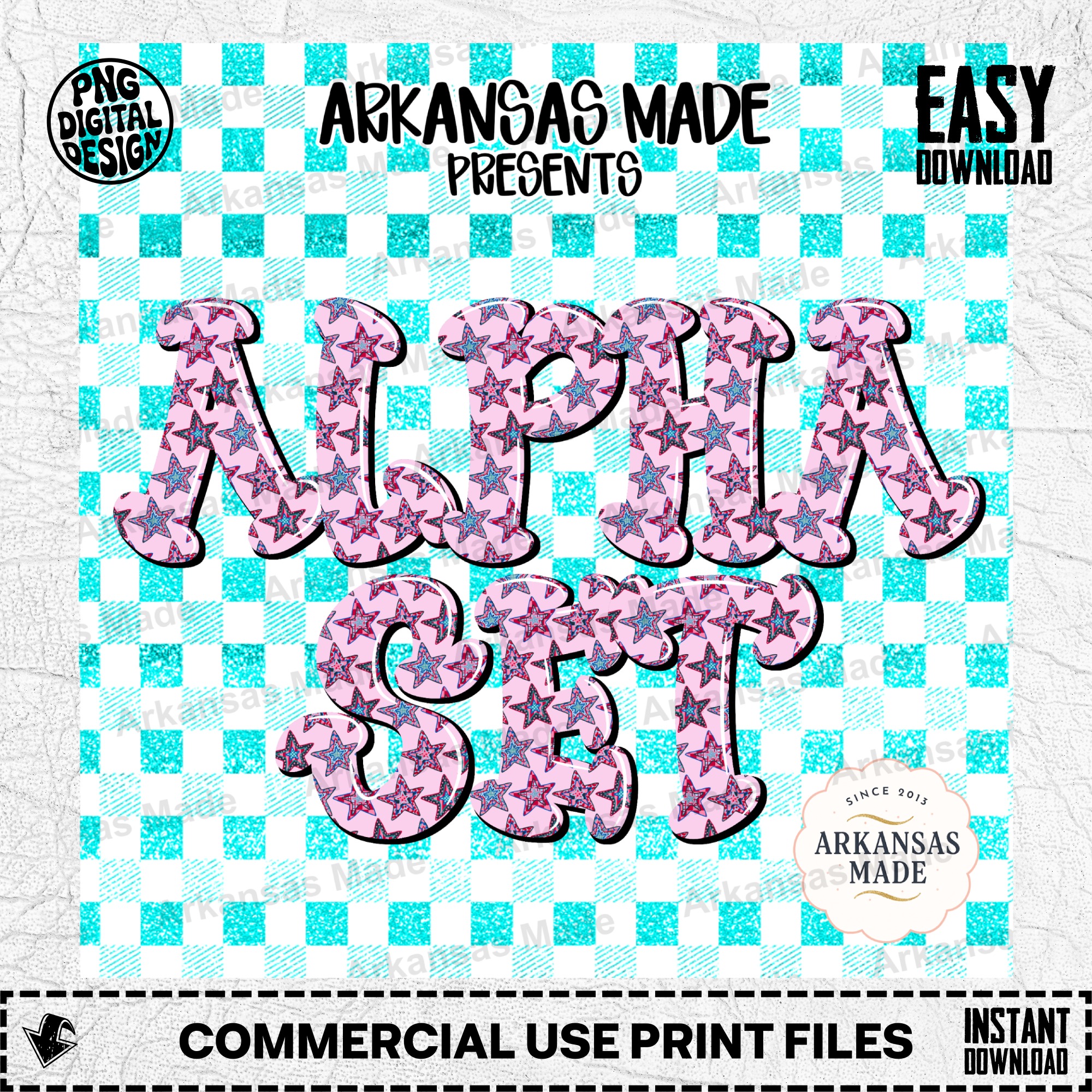 Colorful Star Alpha Set PNG Digital Download, Bubbly Patriotic Alphabet Letters for Sublimation & Crafting, Faux 3D Glossy - Image 2