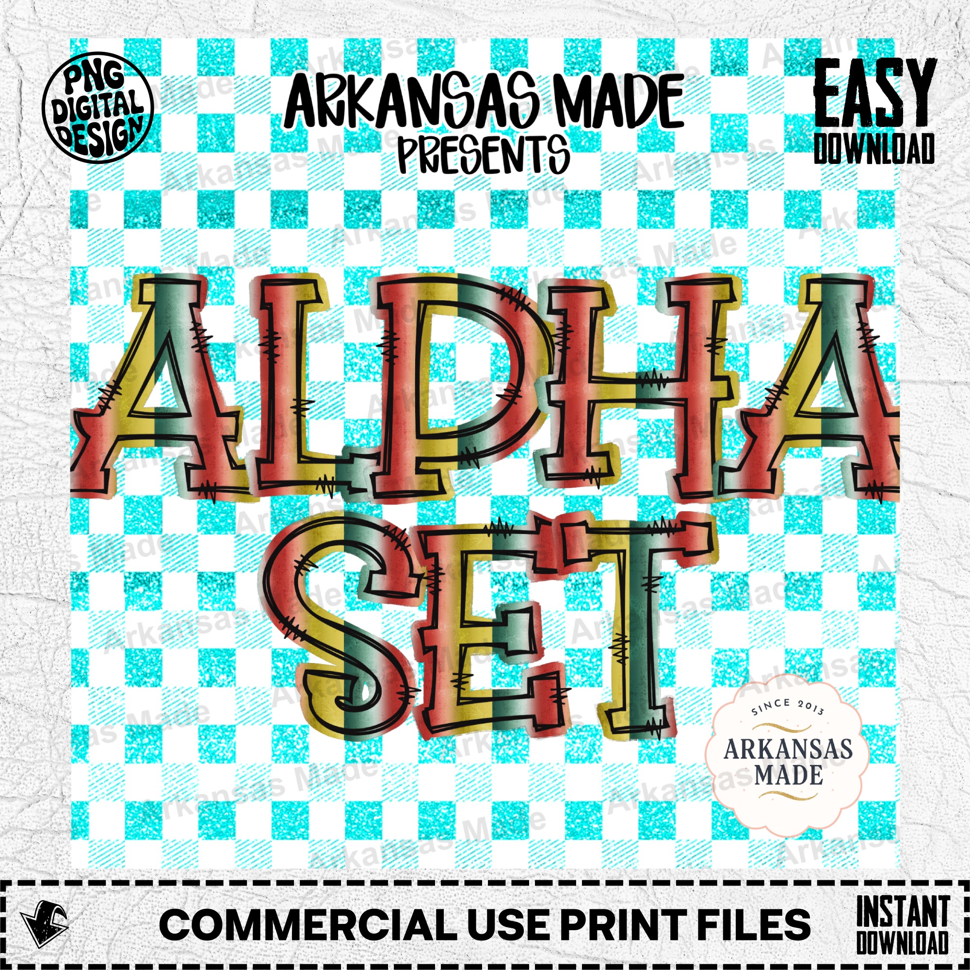 Distressed Multi-Color Alpha Set PNG | Grunge Gradient Alphabet Letters Clip Art Digital Download for Sublimation Crafts & Designs - Image 2