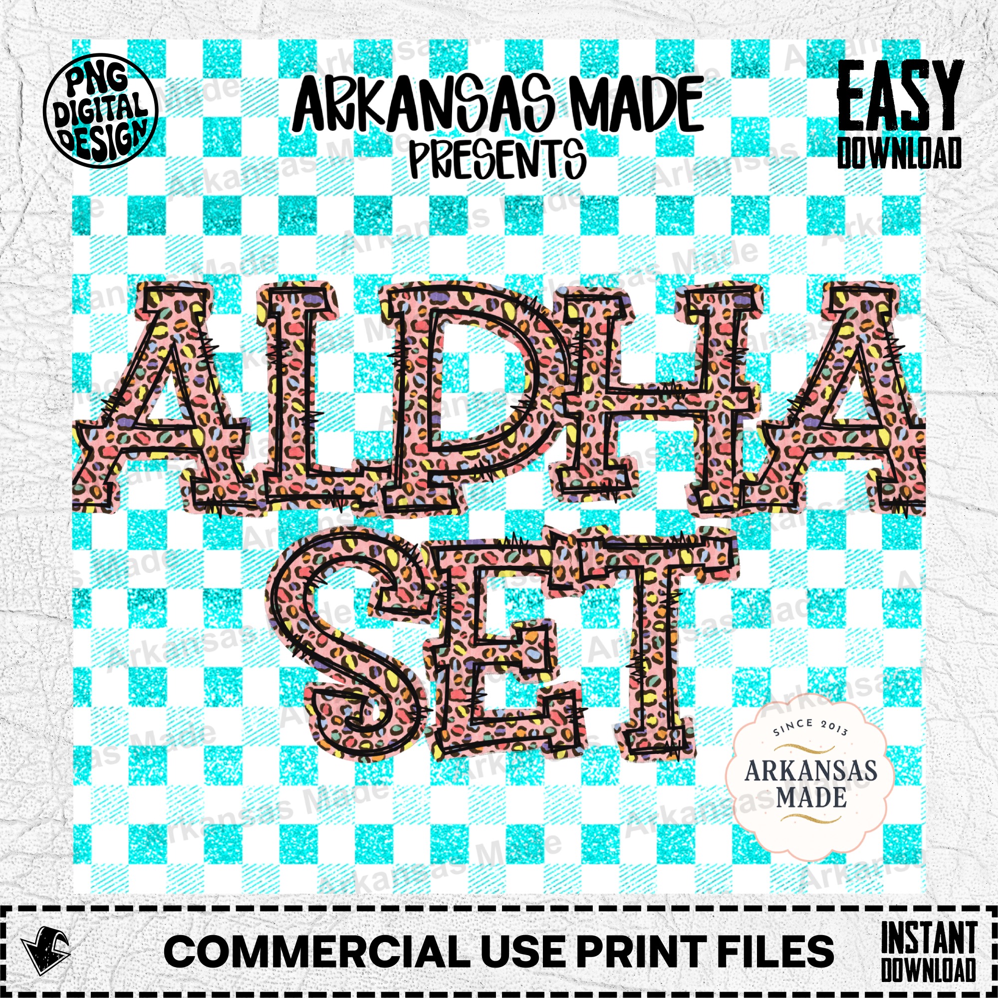 Colorful Leopard Print Alpha Set PNG | Distressed Animal Print Letters Digital Download for Sublimation T-Shirt Design DIY Craft Supplies - Image 2