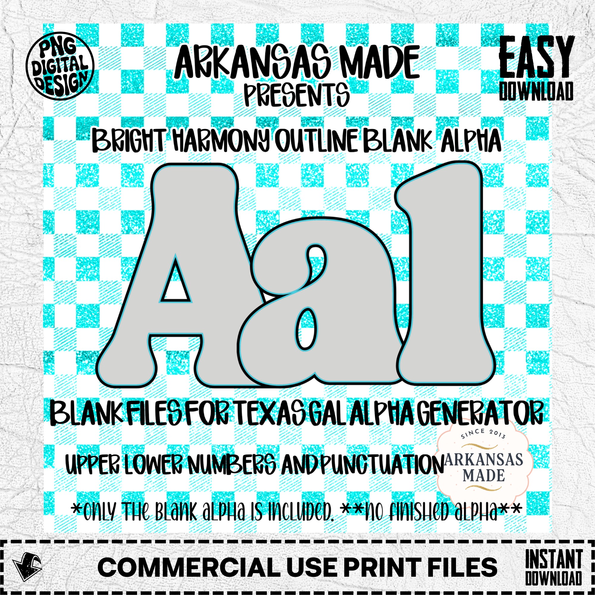 Blank Fillable Outline Alpha Set SVG PNG, Bright Harmony Letters Numbers Punctuation, Digital Craft Supply Files for DIY Projects - Image 2