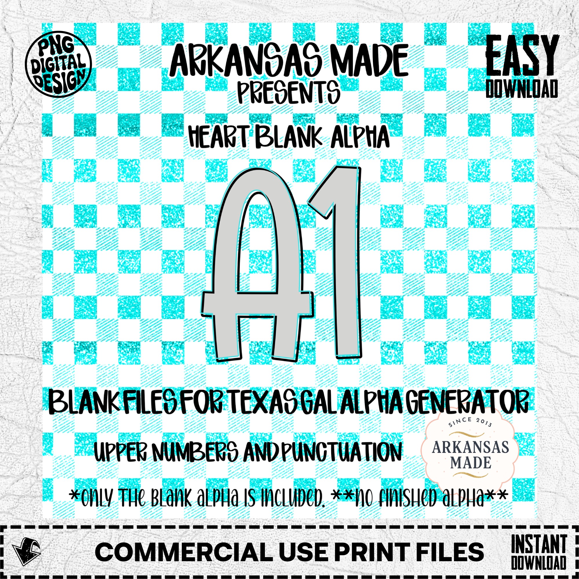 Blank Fillable Alpha Set | Texas Gal Digital Alphabet Numbers Punctuation | Faux Glitter Sublimation PNG Design - Image 2