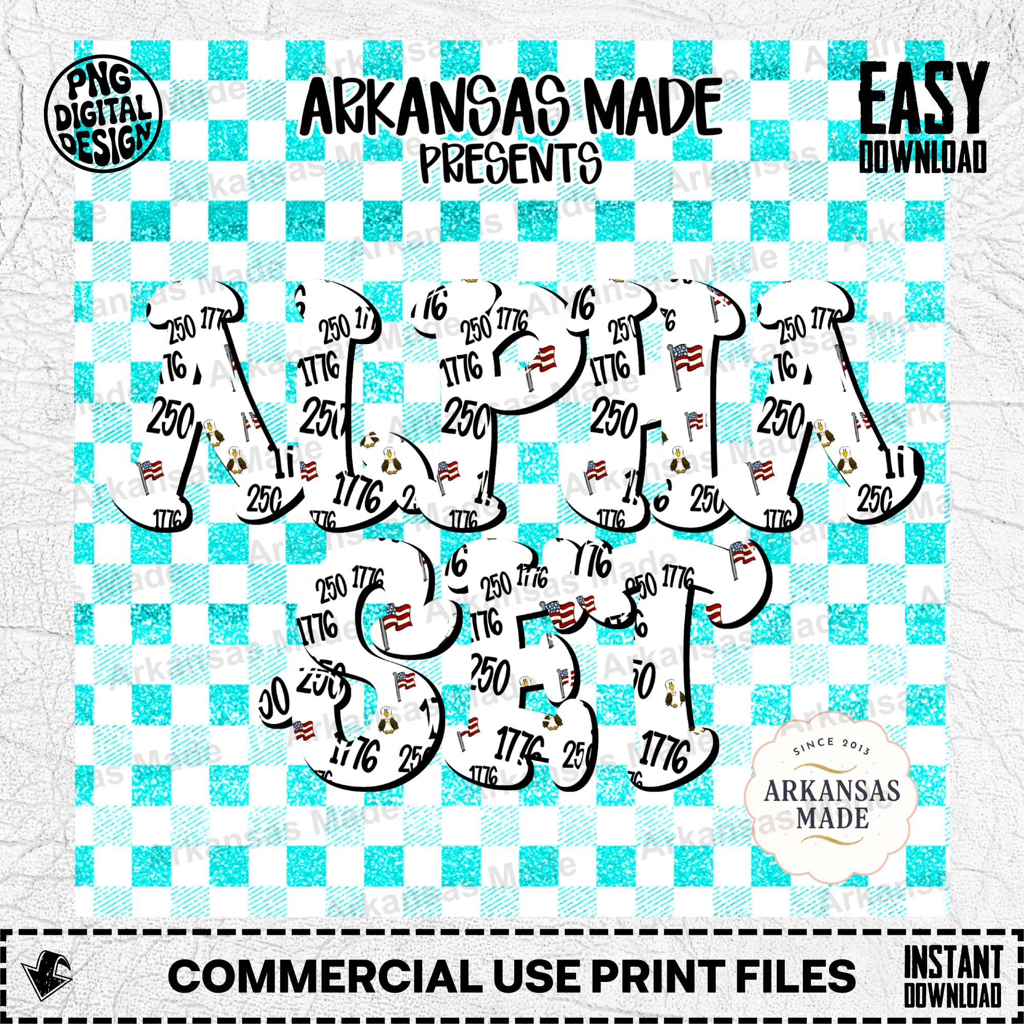 Patriotic Alpha Set PNG, USA American Flag Letters 1776 Bald Eagle Digital Alphabet, 4th of July Sublimation Clipart Download - Image 2