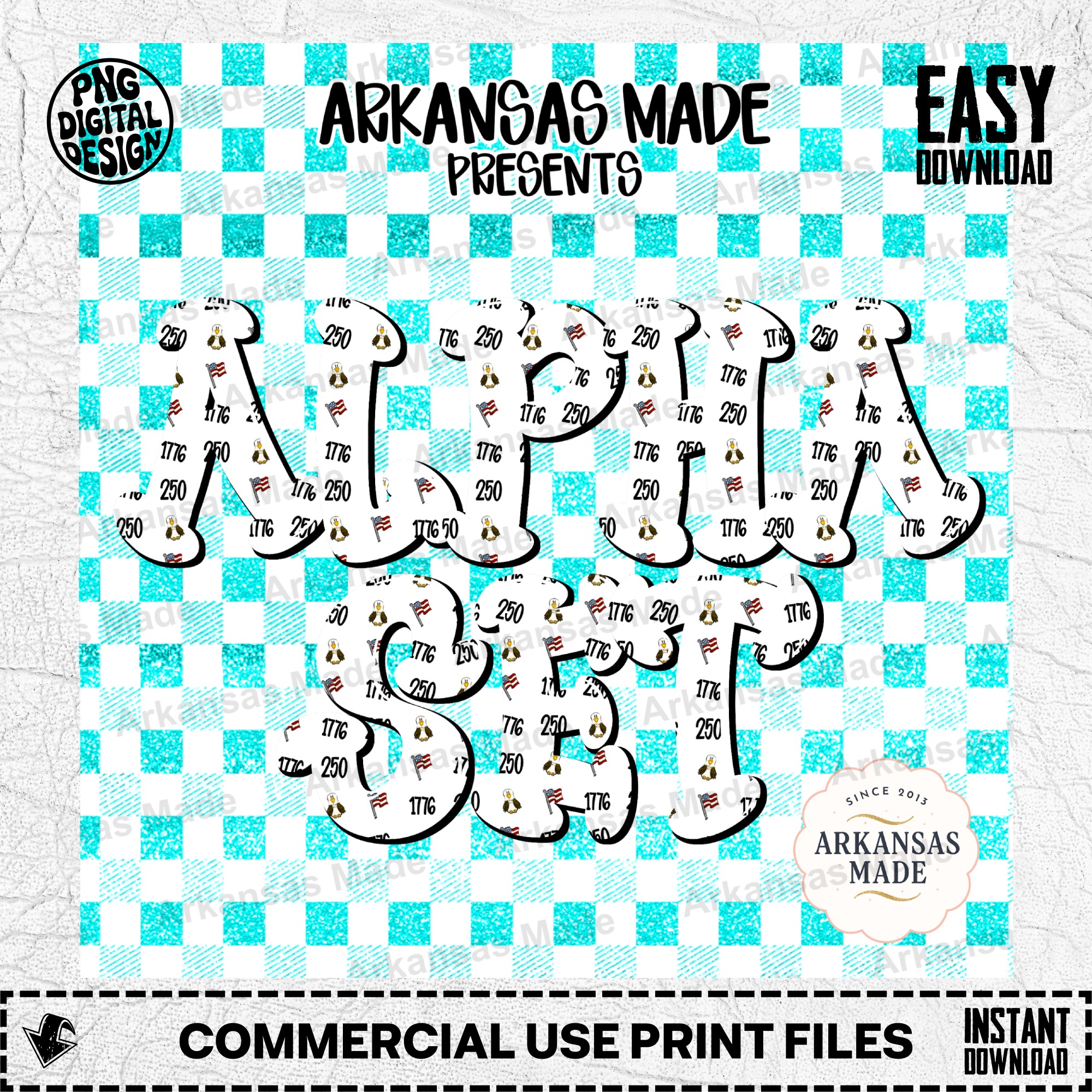 Patriotic Digital Alpha Set PNG, 4th of July Americana Letters & Numbers, Independence Day Clipart Bundle, US History DIY Craft Graphics - Image 2