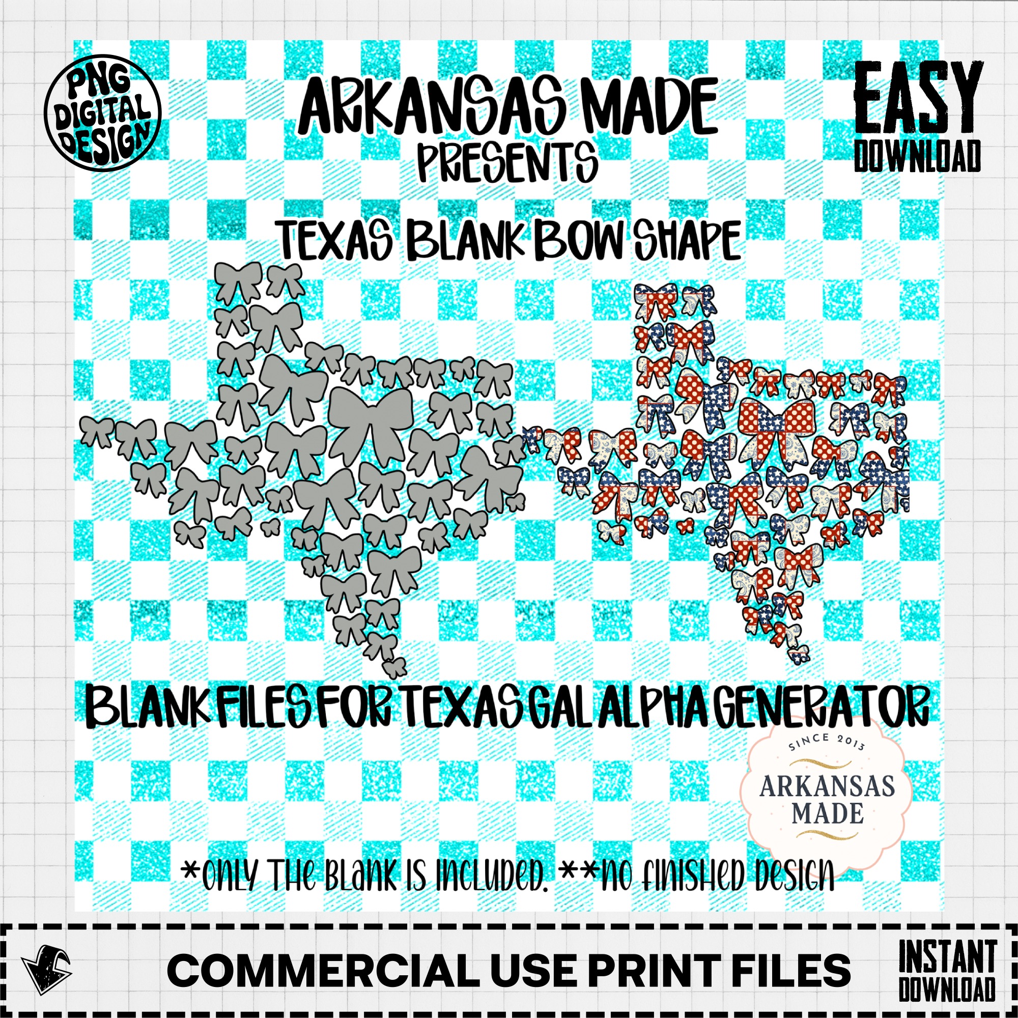 Texas Bow Shape Digital File, Texas State Outline PNG SVG, Blank Bows for Sublimation Design, Southern Crafters Supply - Image 2