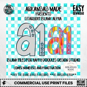 Digital Download Blank Alpha Starlight Letters Numbers Punctuation | Commercial Use Design Files for Sublimation & Crafts