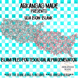 USA Bow Blank Digital File for Texas Gal Alpha Generator | Patriotic Map Bows PNG Sublimation Design