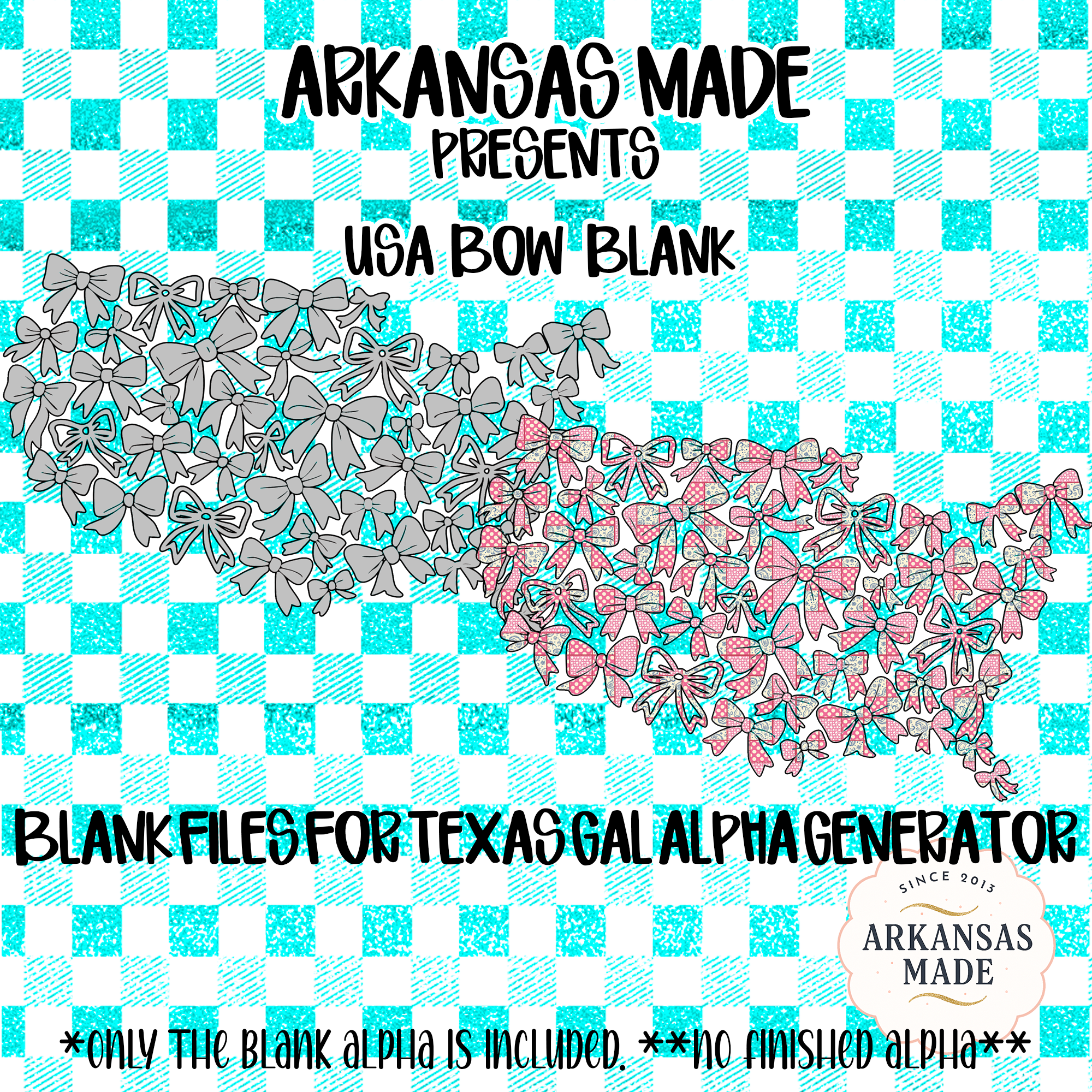 USA Bow Blank Digital File for Texas Gal Alpha Generator | Patriotic Map Bows PNG Sublimation Design