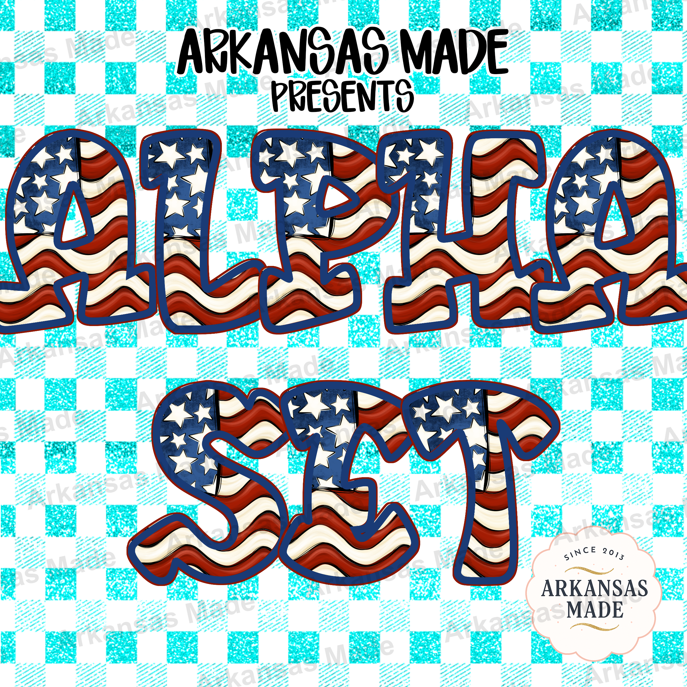 Patriotic Alpha Set PNG, American Flag Letters Digital Download, USA Red White Blue Sublimation Font, Fourth of July Clipart