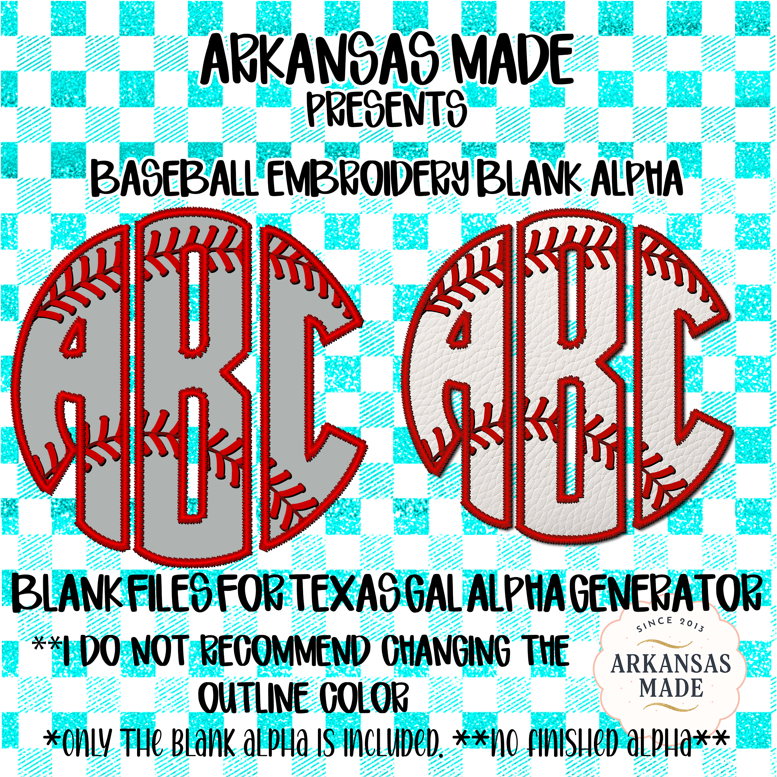 Baseball Embroidery Blank Alpha PNG Files for Texas Gal Alpha Generator | Digital Download Monogram Sport Font DIY Craft