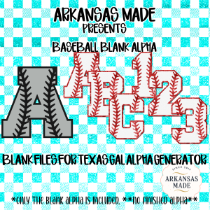 Baseball Blank Alpha PNG Files for Texas Gal Alpha Generator - Digital Download Letters Numbers Set