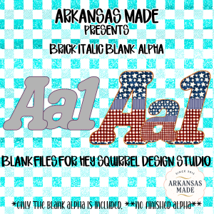 Brick Italic Blank Digital Alpha PNGs for Hey Squirrel Design Studio | Custom Sublimation Font | Crafting Letters Set