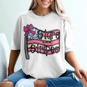 Stars and Stripes T-Shirt, Whimsical Patriotic Flag Tee, 4th of July Celebration Shirt, Summer Americana Apparel