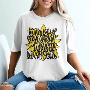 Tuning Up My Worship With Fire In My Soul Sunflower Christian T-Shirt | Faith Religious Tee | Inspirational Gift for Her