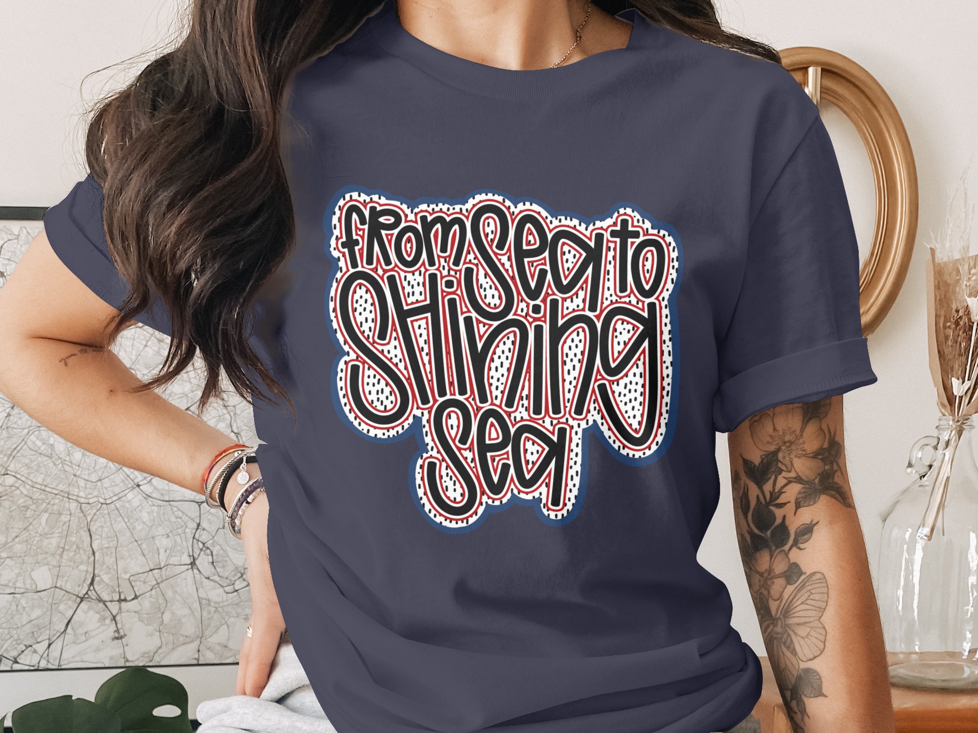 From Sea to Shining Sea T-Shirt, Patriotic USA Shirt, 4th of July Tee, American Pride, Travel USA Top, Gift Her - Image 3