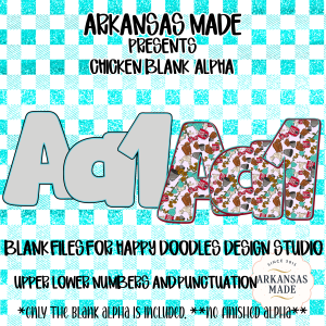 Chicken Blank Digital Alpha Uppercase Lowercase Letters Numbers Punctuation Custom Outline Alphabet for Sublimation for Happy Doodles Studio