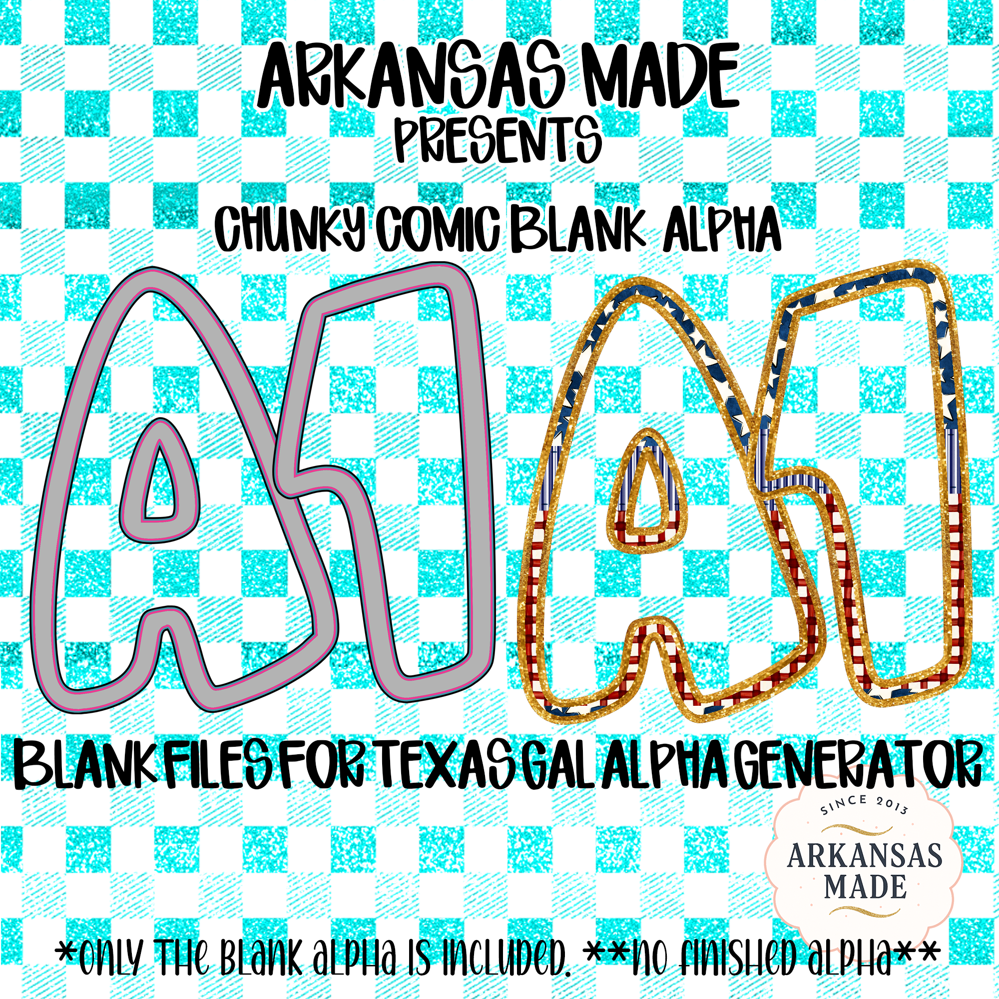 Chunky Comic Blank Alpha for Texas Gal Alpha Generator | Faux Glitter Letters Digital Alpha PNGs Sublimation Design - Image 2