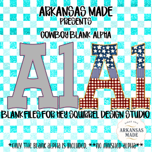 Cowboy Blank Alpha Hey Squirrel Digital PNG Letters Numbers Set | Western Craft Files for Custom Design | Sublimation Alpha Pack