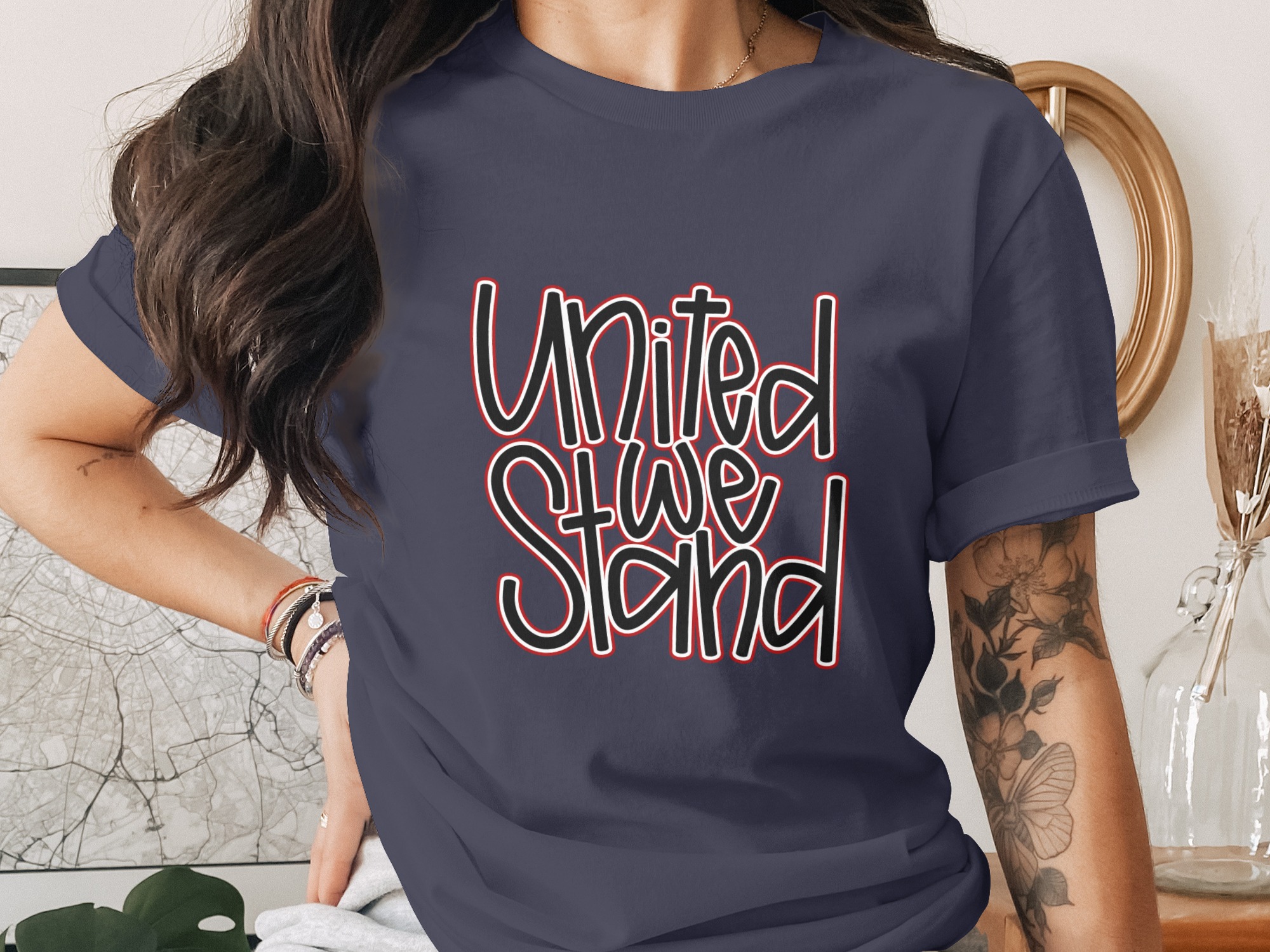United We Stand T-Shirt, Patriotic Unity Tee, Stand Together Statement Shirt, Inspirational Solidarity Apparel Gift - Image 3