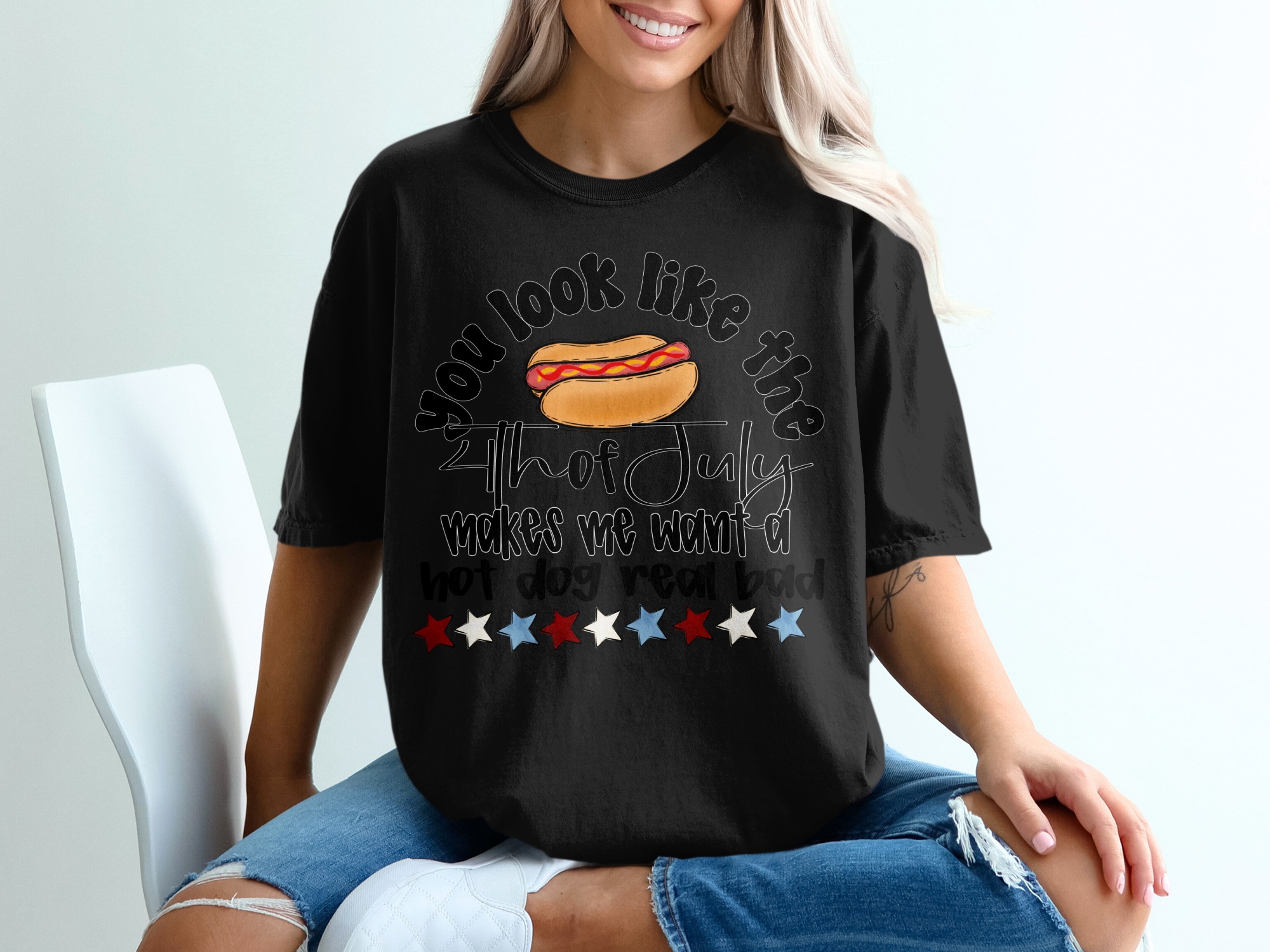 Funny 4th of July Hot Dog T-Shirt, Independence Day Humor Tee, Summer BBQ Patriotic Quote Shirt, Food Lover Gift, July Fourth Graphic Top - Image 2