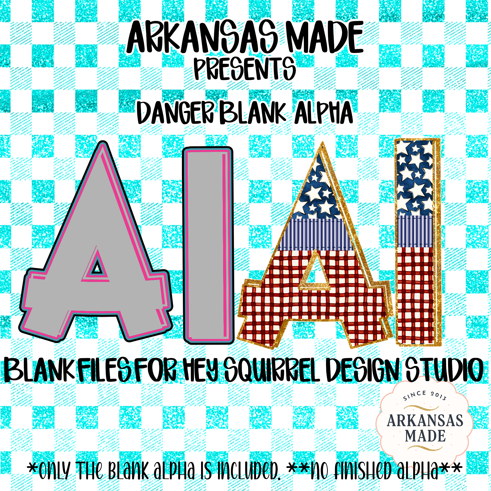 Danger Blank Digital Alpha PNGs for Hey Squirrel Design Studio - Customizable Letters, Patriotic Style, Faux Glitter Outline, DIY
