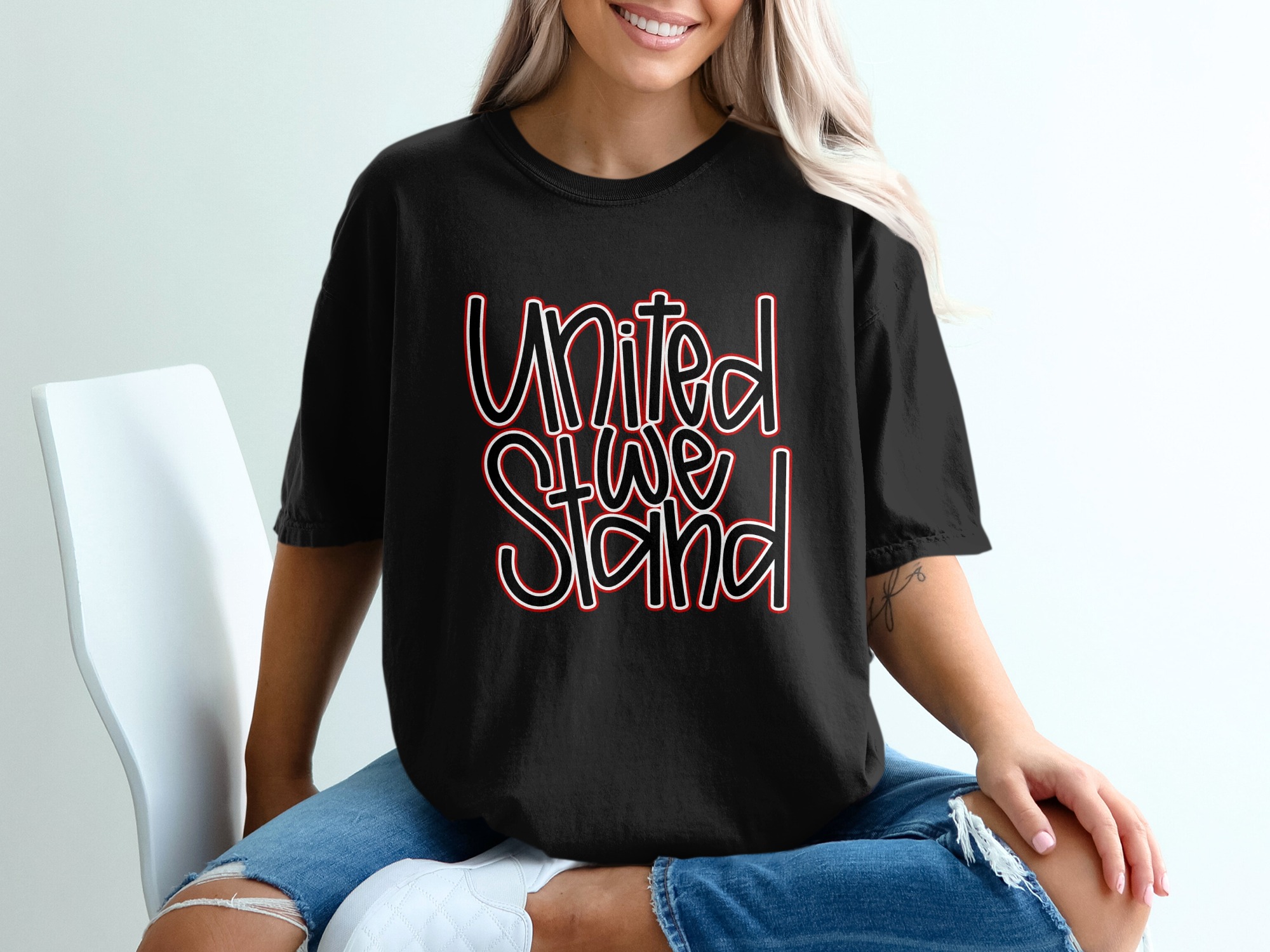 United We Stand T-Shirt, Patriotic Unity Tee, Stand Together Statement Shirt, Inspirational Solidarity Apparel Gift - Image 2