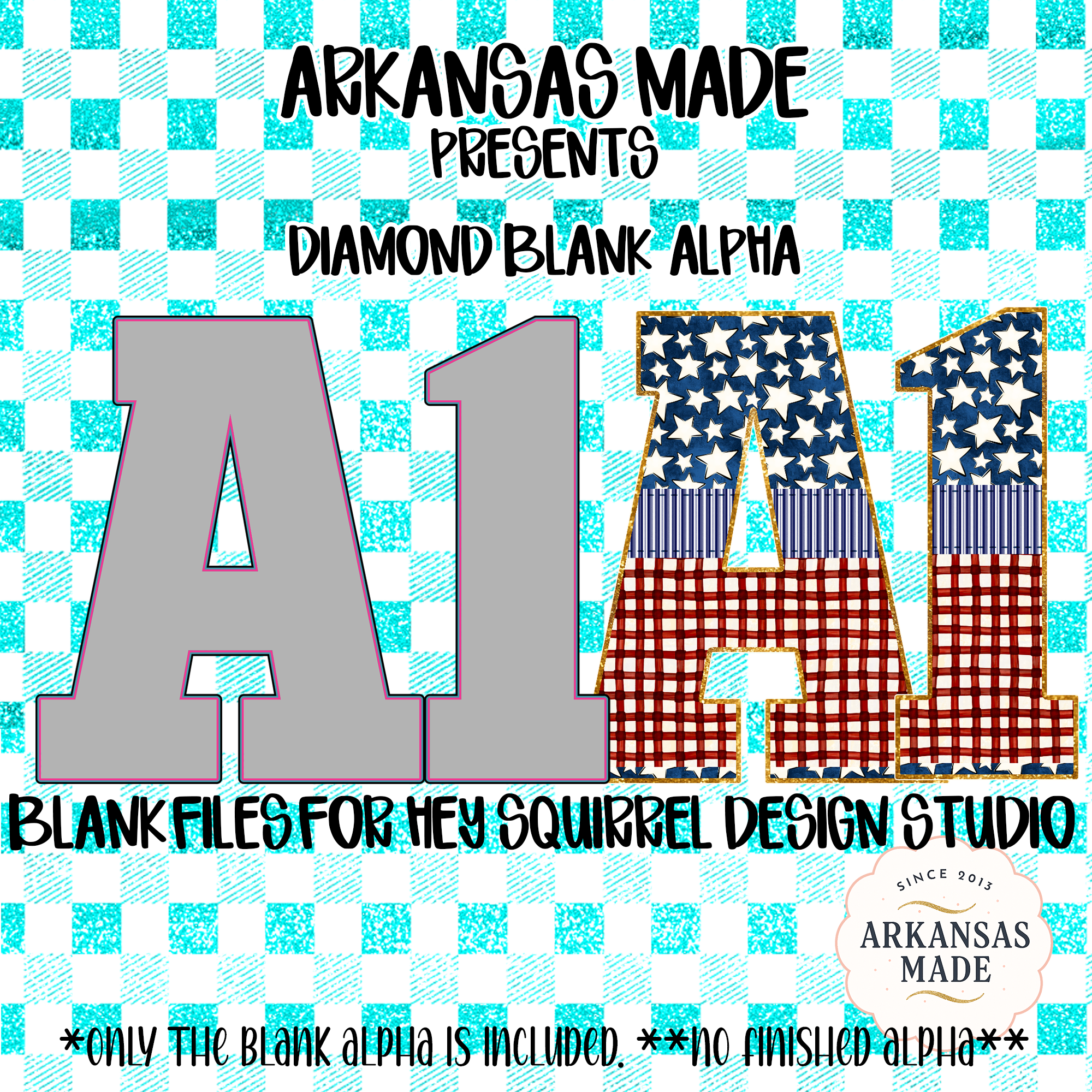 Diamond Blank Alpha PNGs for Hey Squirrel Design Studio | Customizable Digital Letter & Number Pack for Sublimation & Crafting