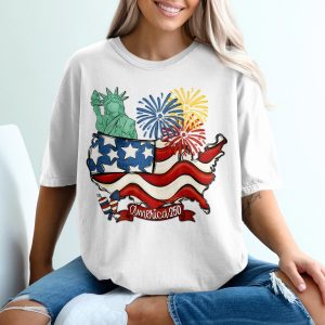 America 250 PNG Digital Download, Patriotic USA Map Clipart, Fourth of July Sublimation Design, Statue of Liberty Firework Graphic