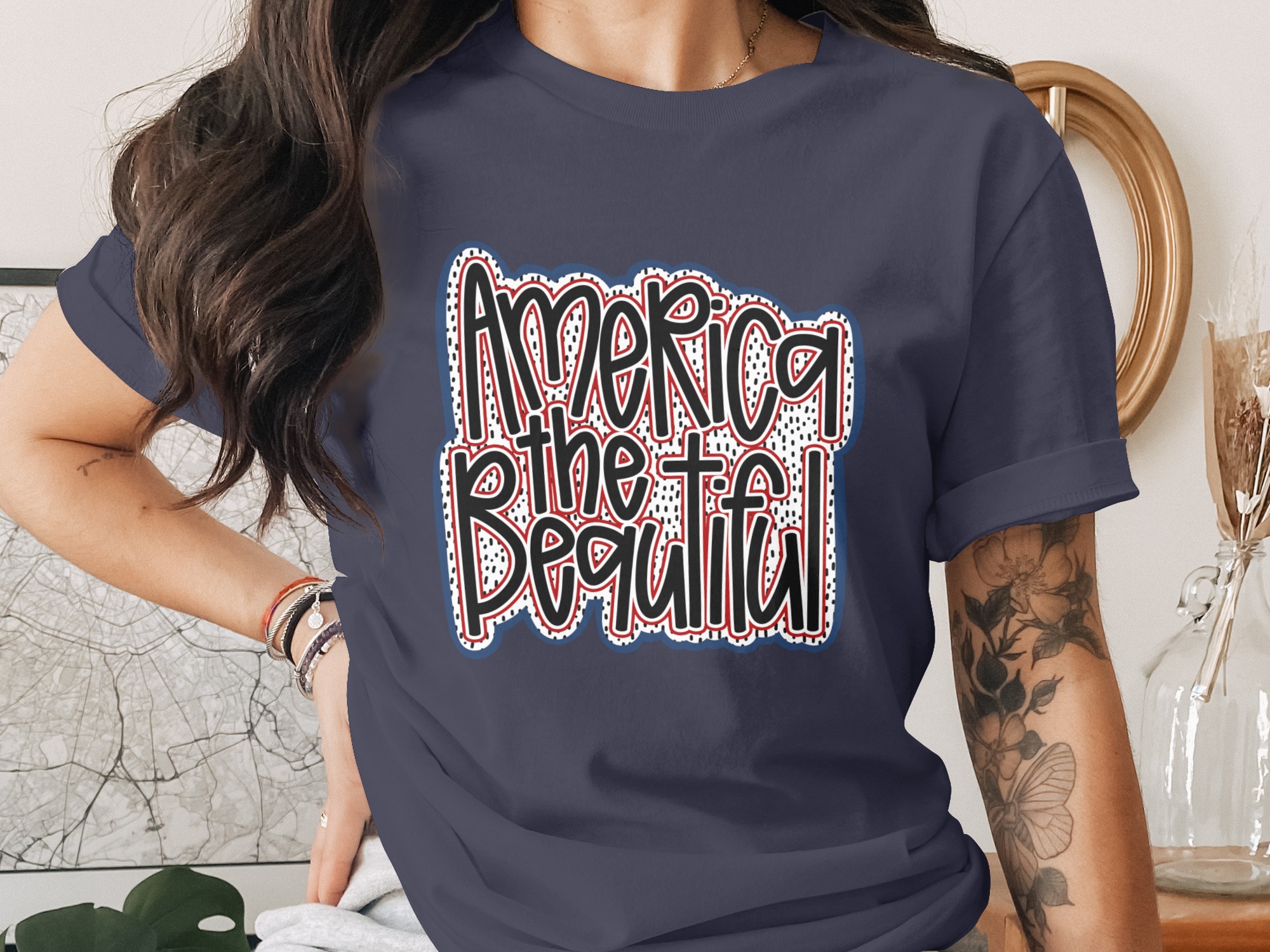 America The Beautiful T-Shirt, Patriotic USA Flag Tee, 4th of July Outfit, Memorial Day Shirt, American Pride Gift - Image 3