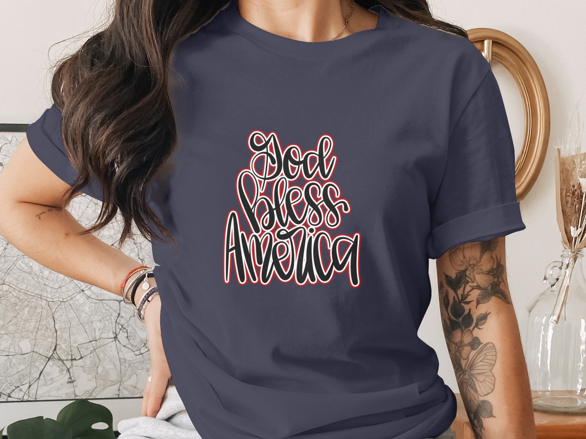 God Bless America T-Shirt, Patriotic USA Tee, Christian American Shirt, Fourth of July Outfit, Memorial Day Gift for Her - Image 3