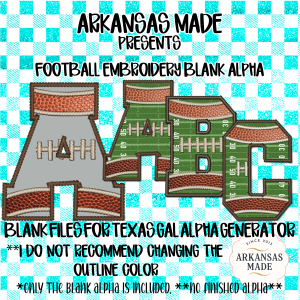 Football Embroidery Blank Alpha PNG for Texas Gal Alpha Generator. Game Day Sports Team Digital Alphabet Download.
