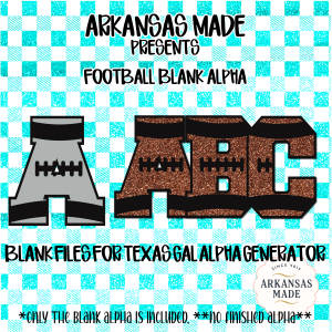 Football Blank Alpha PNG Digital Download for Texas Gal Generator | Faux Glitter Sports Team Letters Digital Files Sublimation Craft