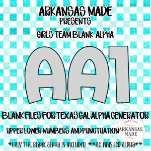 Blank Fillable Alpha Set for Girls Team | Customizable Digital Letters Numbers Punctuation | DIY Craft Font Kit Sublimation PNG SVG
