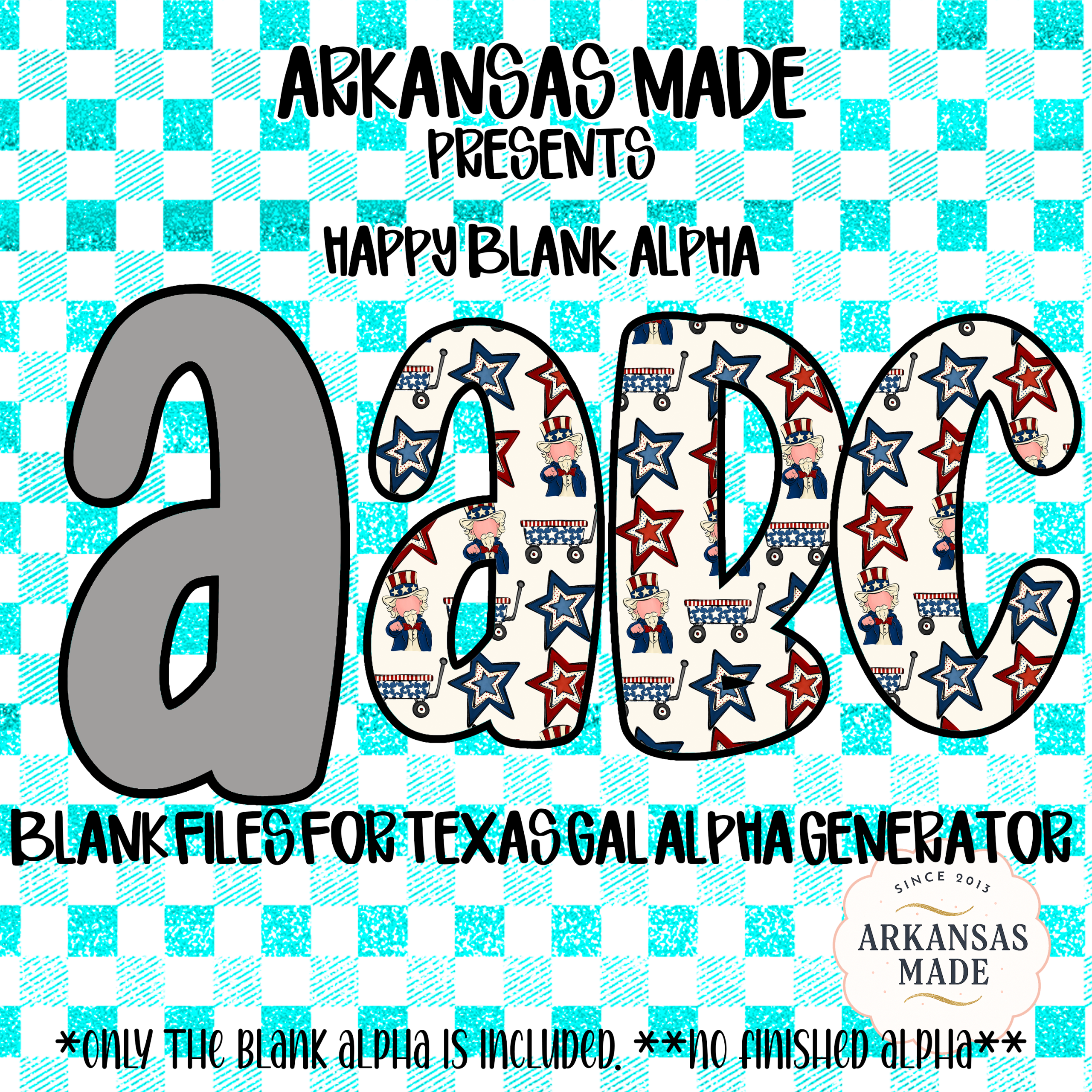 Blank Alpha PNG Digital Download for Texas Gal Alpha Generator - Custom Letter Outline Files for Crafters