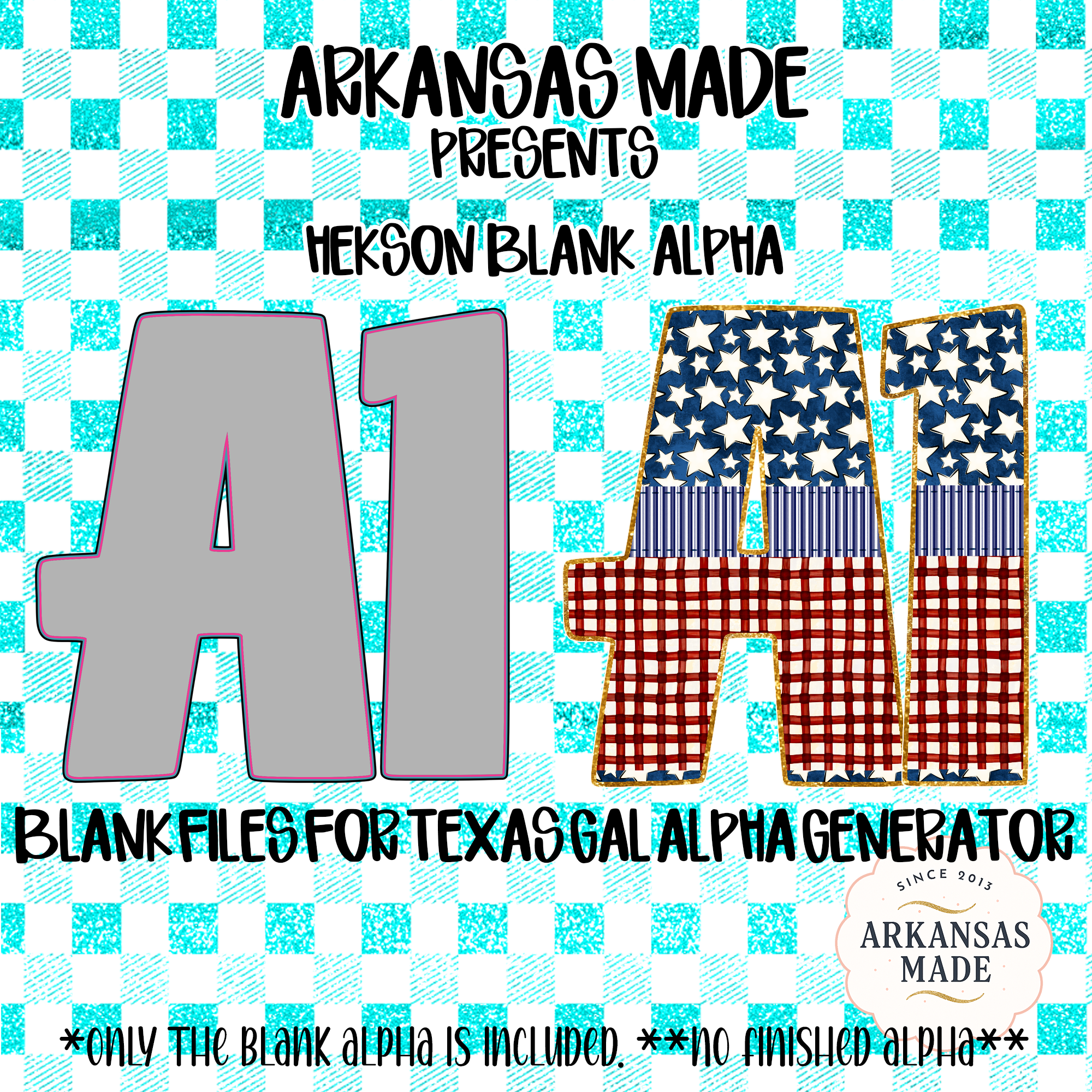 Hekson Blank Alpha PNGs for Texas Gal Alpha Generator | Patriotic Digital Letter & Number Files, Crafting Download - Image 2