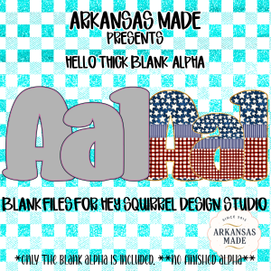 Hello Thick Blank Alpha Digital PNGs for Hey Squirrel Design Studio, Chunky Bubble Letters, Crafting Files, Customizable Font