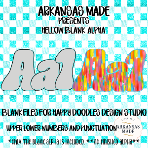 Hellow Blank Digital Alphas Letters Font Set Uppercase Lowercase Numbers Punctuation Download Files for Happy Doodles Studio Font Template