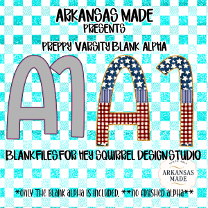 Preppy Varsity Blank Alpha PNGs for Hey Squirrel Design Studio | Digital Download Alpha Pack | Americana Collegiate DIY Craft Letters