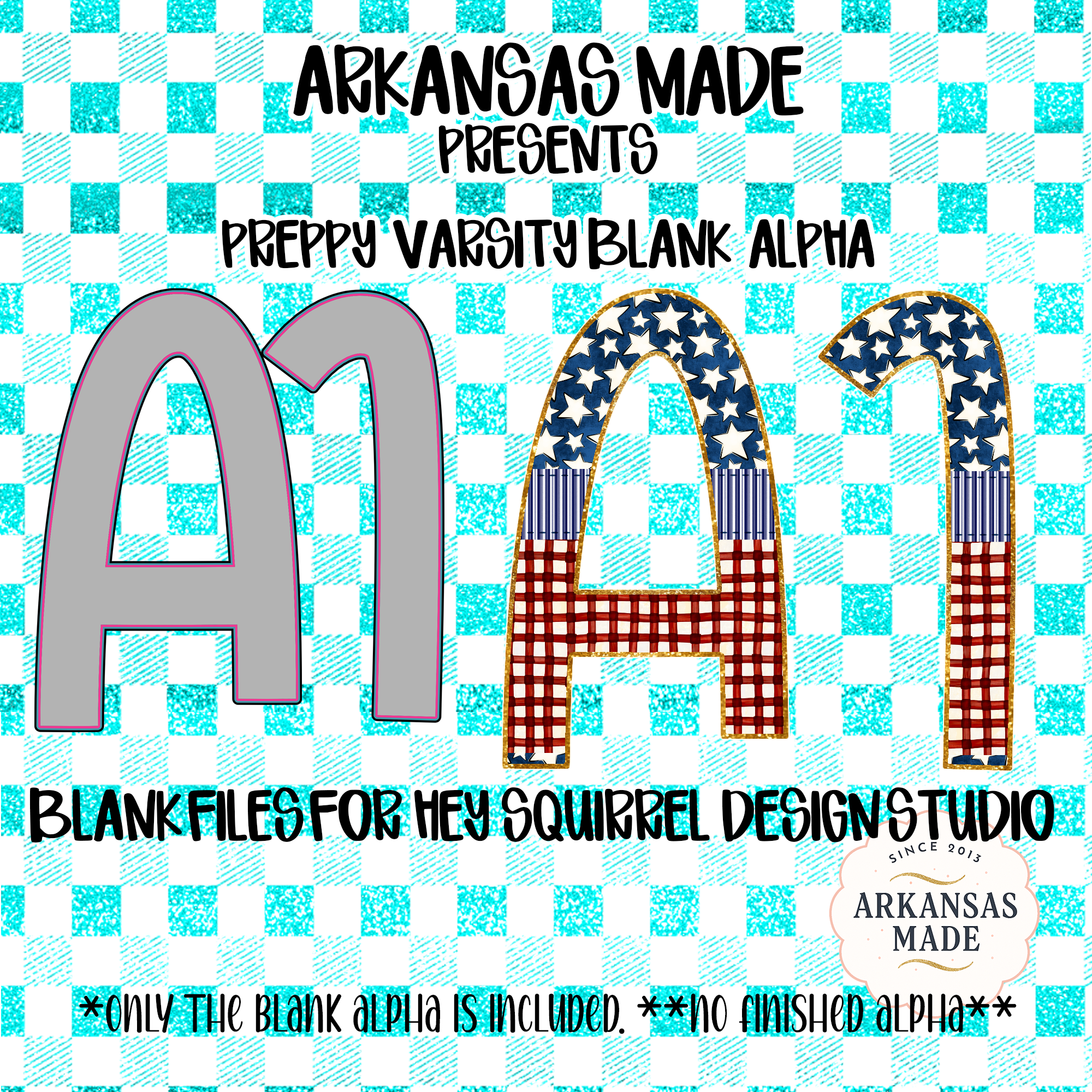 Preppy Varsity Blank Alpha PNGs for Hey Squirrel Design Studio | Digital Download Alpha Pack | Americana Collegiate DIY Craft Letters
