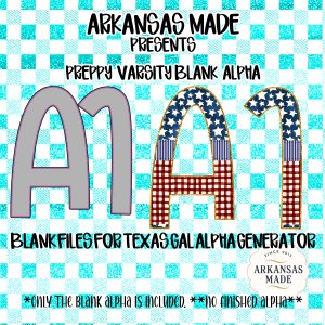Preppy Varsity Blank Alpha PNG Files for Texas Gal Alpha Generator, Digital Download DIY Varsity Letters