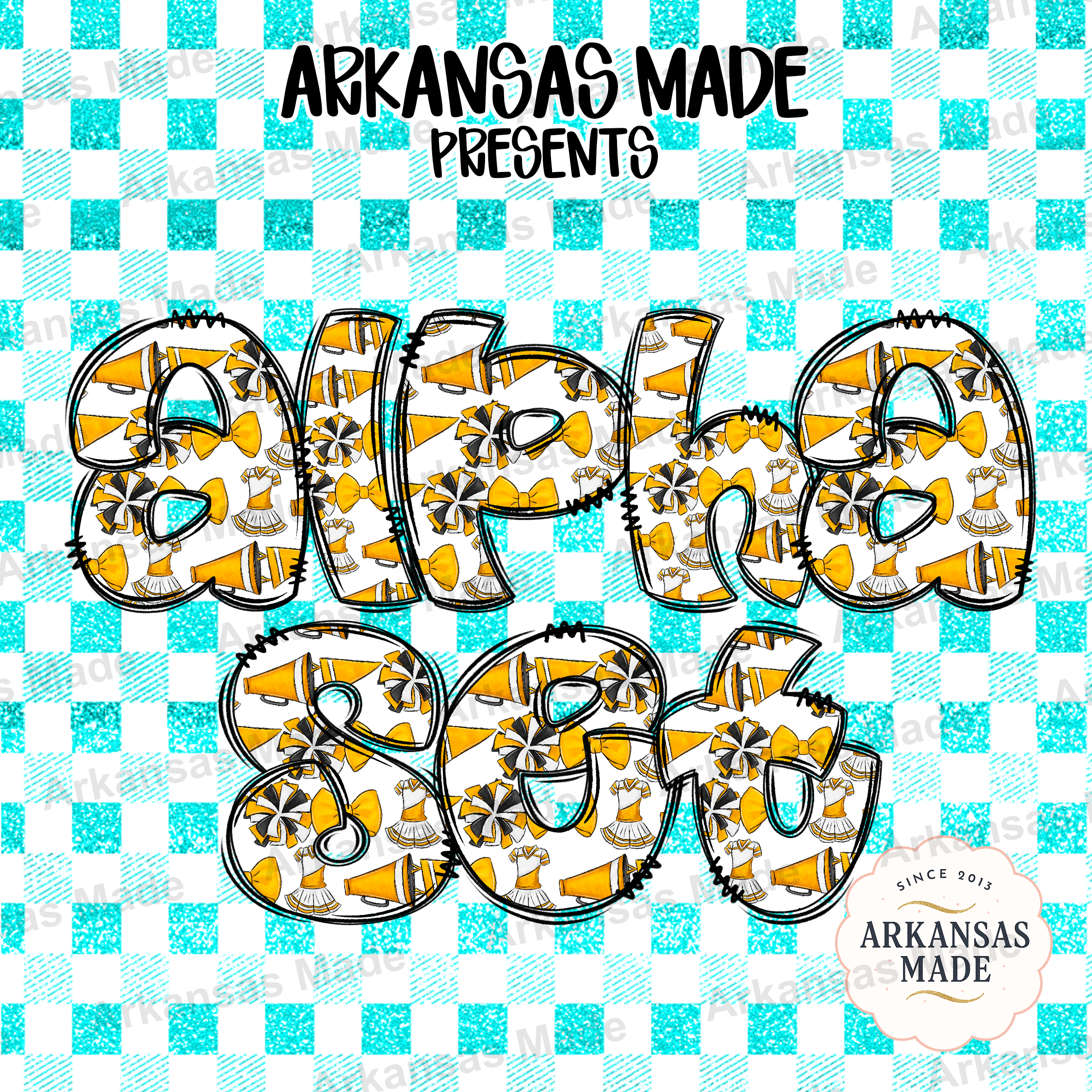 Cheer Alpha Set Digital Download, Megaphone Pom Pom Letters, Varsity Cheerleading Alphabet PNG Bundle for Sublimation & Crafts