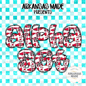 Cheerleader Digital Alpha Set | Red Cheerleading Letters PNG | Pom Pom & Megaphone Varsity Font | Faux Glitter Gingham Spirit