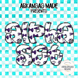 Cheerleader Alpha Sew Digital Alphabet Set | Purple Team Spirit Letters, Faux Glitter Gingham PNG Files